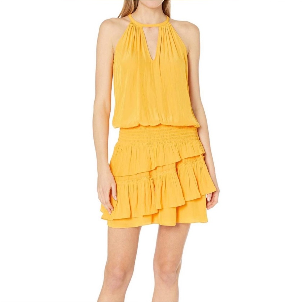 RAMY BROOK Alexandra‎ Dress in Lemon Zest Ruffle Tiered Mini